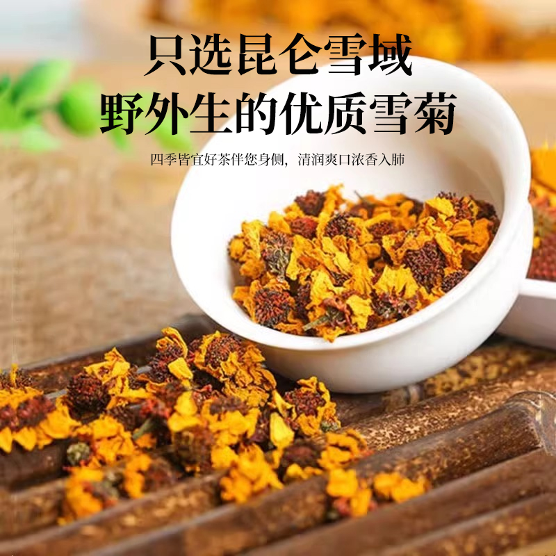 【买2发5】北京同仁堂昆仑雪菊胎菊花茶高海拔天山小胎菊新疆野生-图2