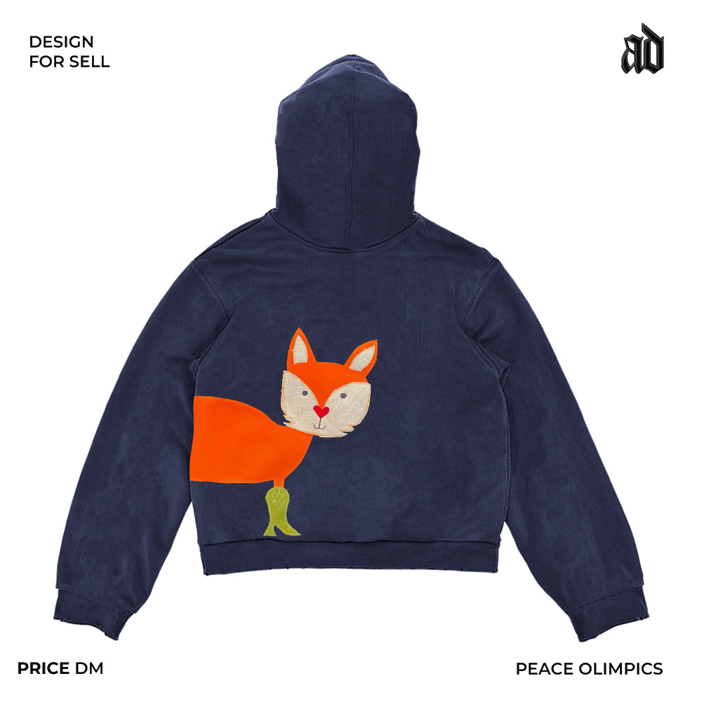 Mottled斑驳！ 原创艺术家贴布 ins风卡通狐狸创意设计感连帽卫衣,淘宝优惠券,粉丝福利购,淘宝优惠卷