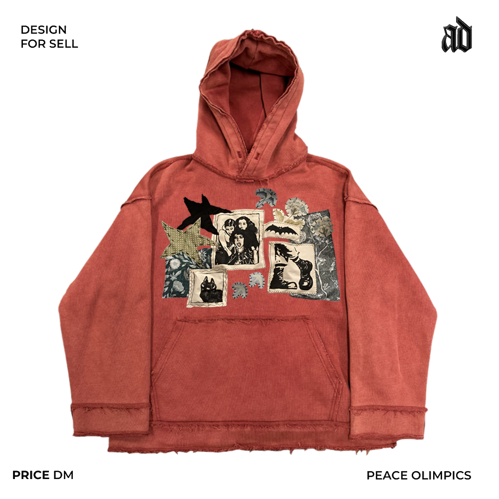 Mottled斑驳! 原创艺术家贴布!潮流拼接oversize创意连帽卫衣 - 图0