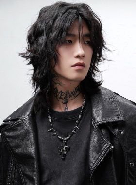 LOVEISWAR【黑魔法】原创设计朋克风铆钉十字架高级串珠重工项链