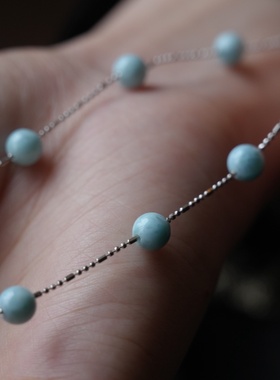 大仙的串儿海纹石银项链