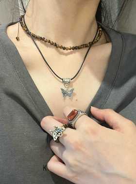 原创设计项链锁骨链白花玛瑙