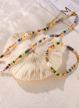 多巴胺波西米亚珍珠钛钢手链套装