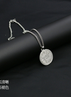 轻奢小众不锈钢圆形吊坠项链