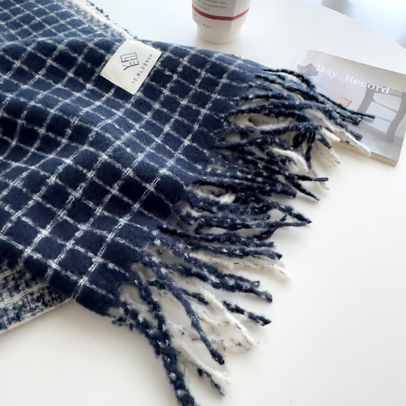 格子围巾女生礼物秋冬季加厚针织保暖仿羊绒小围脖护颈流苏学院风,淘宝优惠券,粉丝福利购,淘宝优惠卷