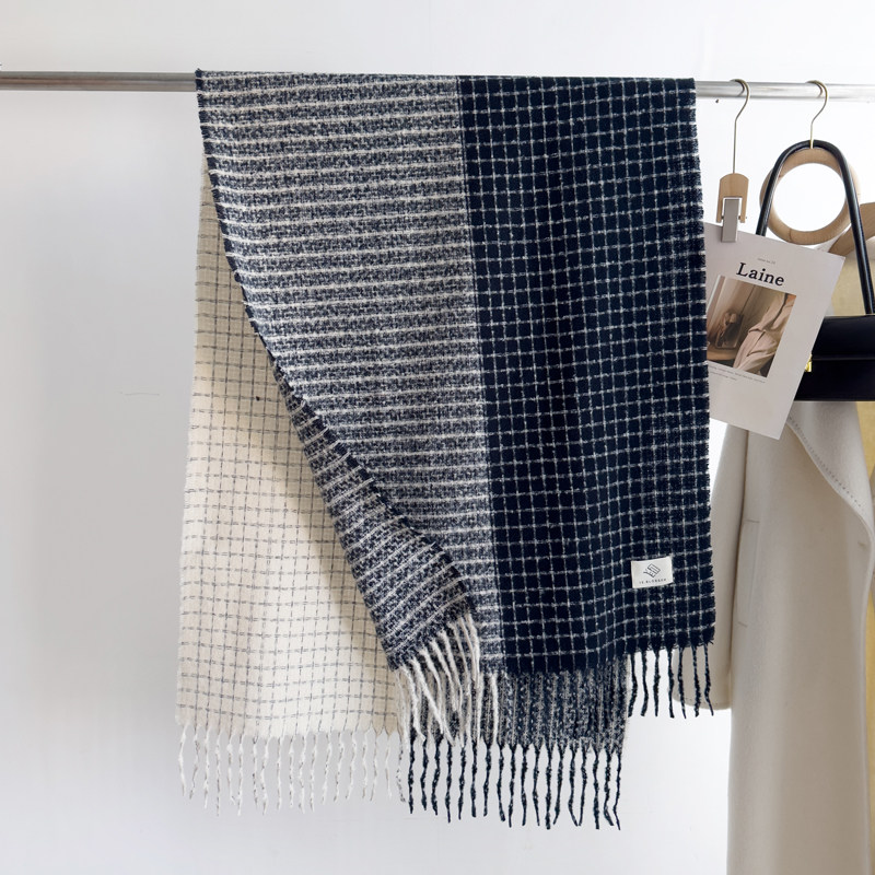 格子围巾女生礼物秋冬季加厚针织保暖仿羊绒小围脖护颈流苏学院风,淘宝优惠券,粉丝福利购,淘宝优惠卷