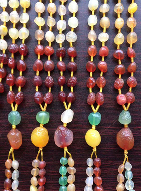 天然彩虹玛瑙项链七彩糖心原石