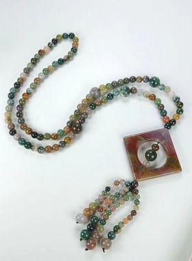 顽主饰品圆珠女多彩玛瑙玛瑙天然