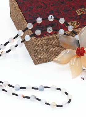 花瓣玛瑙秋冬季长款水晶毛衣链