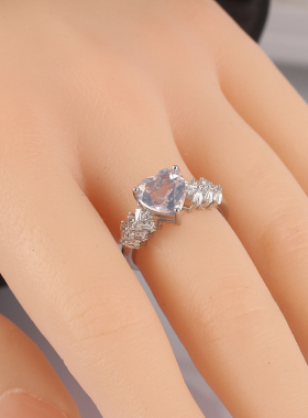 天然紫玉晶女戒指纯银清纯薰衣草