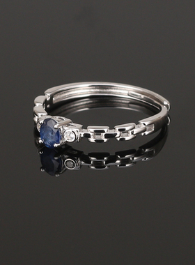 女银镶嵌蓝宝石赠送情人开口女戒