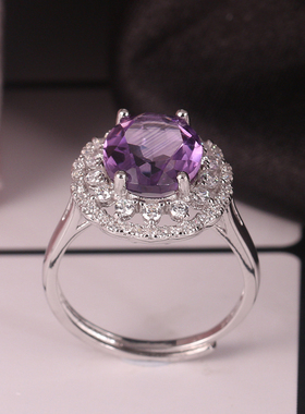 水晶女戒S925豪华紫晶戒指特价