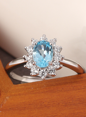 托帕石女纯银日韩新款瑞士蓝高级