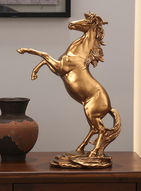 仿铜骏马摆件办公室书柜摆设
