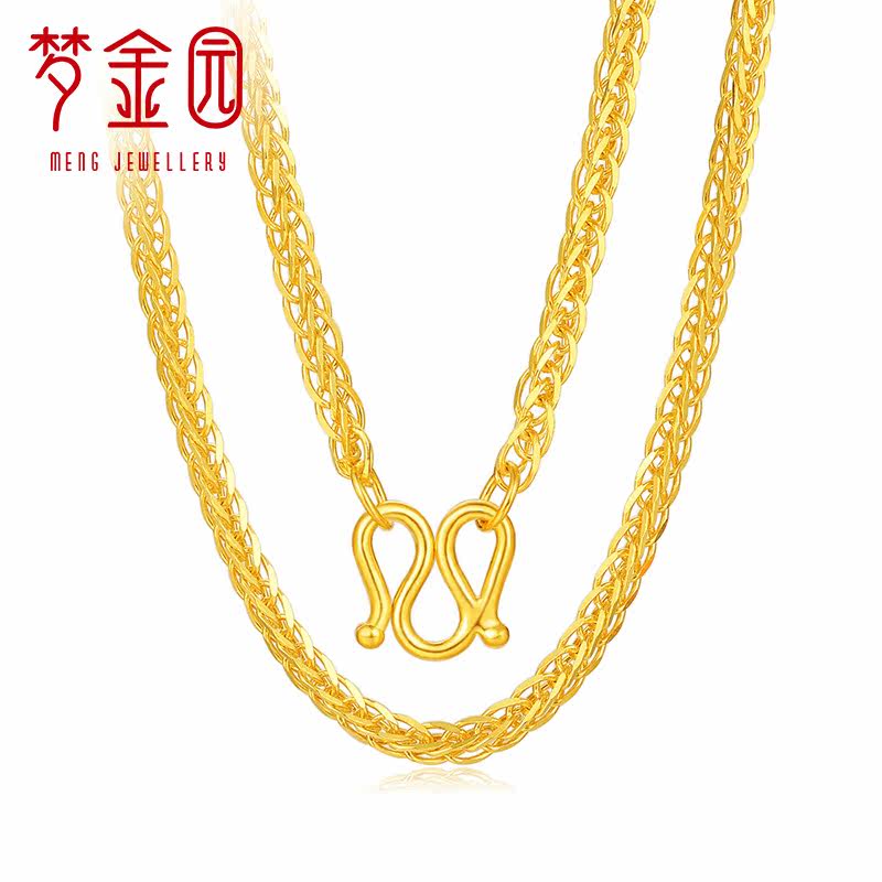 梦金园足金999肖邦链粗款锁骨链 梦金园颈饰