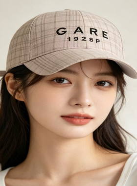 妈妈款格纹鸭舌帽 春秋透气老年女帽
