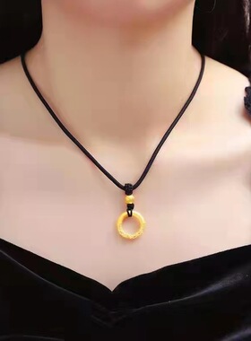 999足金24k黄金如意金箍吊坠挂坠