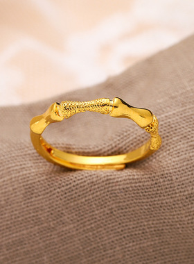 足金戒指999黄金24k节节高开口