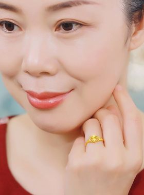 24k黄金戒指足金指环爱心戒指女