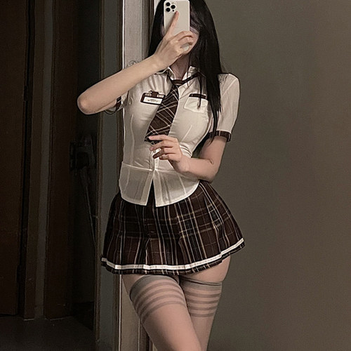 大码200斤伪娘衣服初学者性感cosplay制服女装大佬jk短裙服套装 - 图1