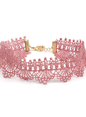 choker欧美风组合粉色花朵项圈