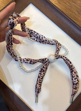 2025新款爆款珍珠项链女士丝巾法式春夏高级感领巾时尚百搭抽拉式