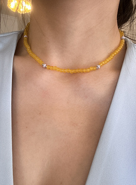 小众设计感黄色串珠喜鹊项链女小众设计森系精致新中式锁骨链配饰