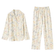 Dingguagua ladies lapel cardigan ພິມ pajamas ຝ້າຍ