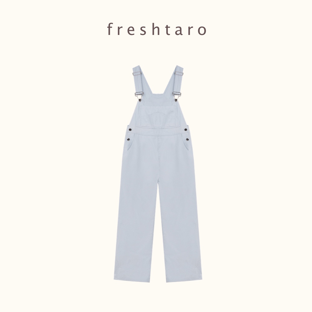 freshtaro 奶油baby蓝 新色牛仔背带裤女春新款韩版宽松阔腿长裤