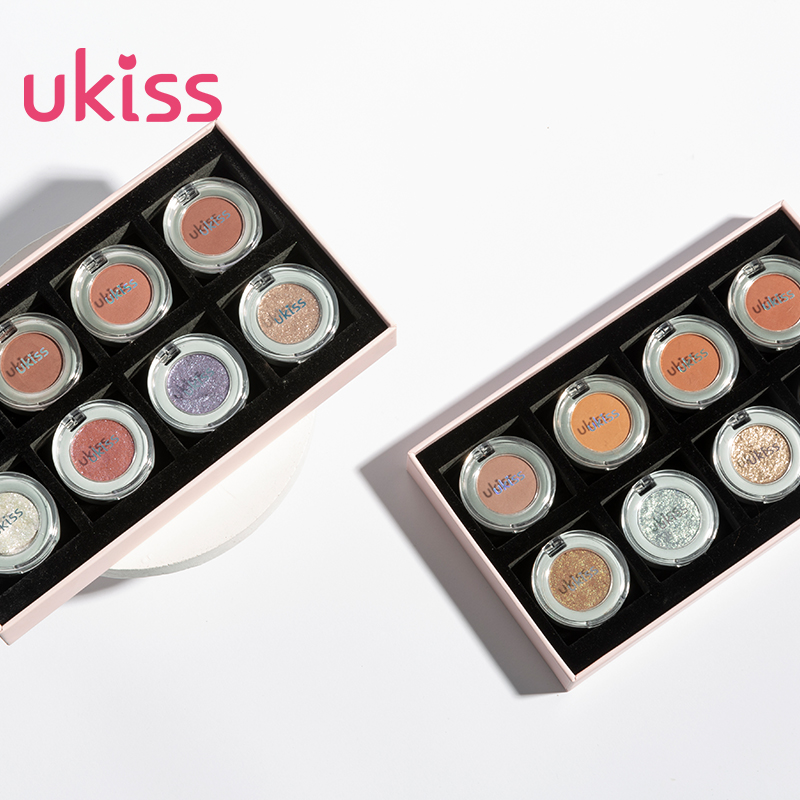 ukiss旗舰店UKISS单色眼影盘8支装全套化妆品组合套装国货彩妆套眼亮闪珠哑光3
