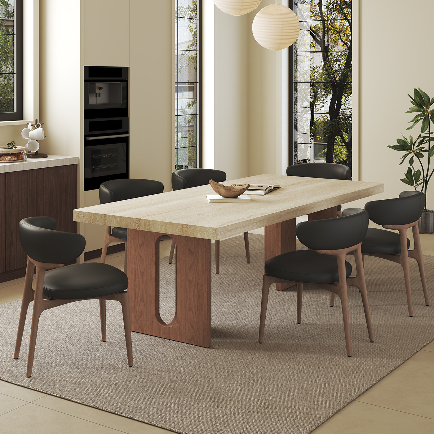 意式轻奢洞石岩板餐桌椅组合家用现代极简小户型长方形下挂饭桌,淘宝优惠券,粉丝福利购,淘宝优惠卷