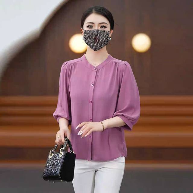 ເສື້ອຢືດ chiffon ຂະໜາດໃຫຍ່ແບບເກົາຫຼີ