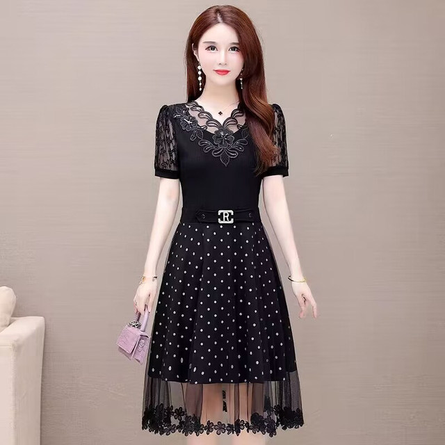 Korean style A-line skirt black waist slimming plus size