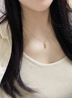 古丽古丽银银锁骨链项链小金条