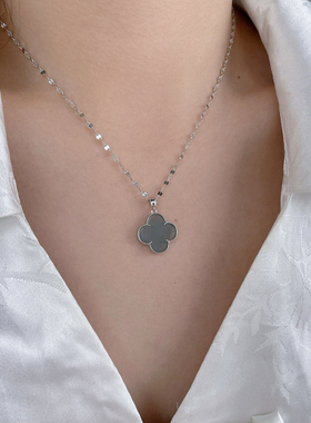 古丽古丽S925纯银小花花朵项链玉石翡翠轻奢高级感锁骨项链00082