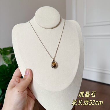 欧比雅比时尚高级感气质精致淑女个性复古百搭项链虎眼石05962