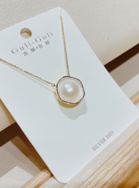 古丽新款s925银锁骨珍珠款项链