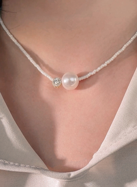 欧比雅比法式赫本风珍珠项链小众设计感高级轻奢百搭锁骨链05036