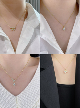 古丽古丽S925纯银项链锁骨链时尚百搭气质简约小众设计感项链0530