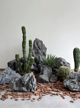 英德石仿真石软装造景玻璃钢摆件