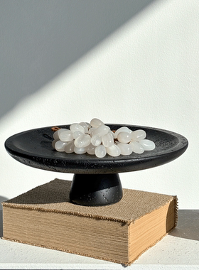 北欧风黑色洞石高脚托盘玄关桌面