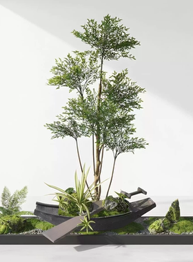 北欧风玻璃钢仿真绿植橱窗摆件