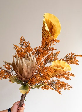 复古仿真秋色花束设计师款高级感