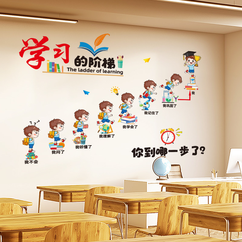幼儿园环创装饰托管班教室墙面贴纸场景布置班级文化励志标语墙贴,淘宝优惠券,粉丝福利购,淘宝优惠卷