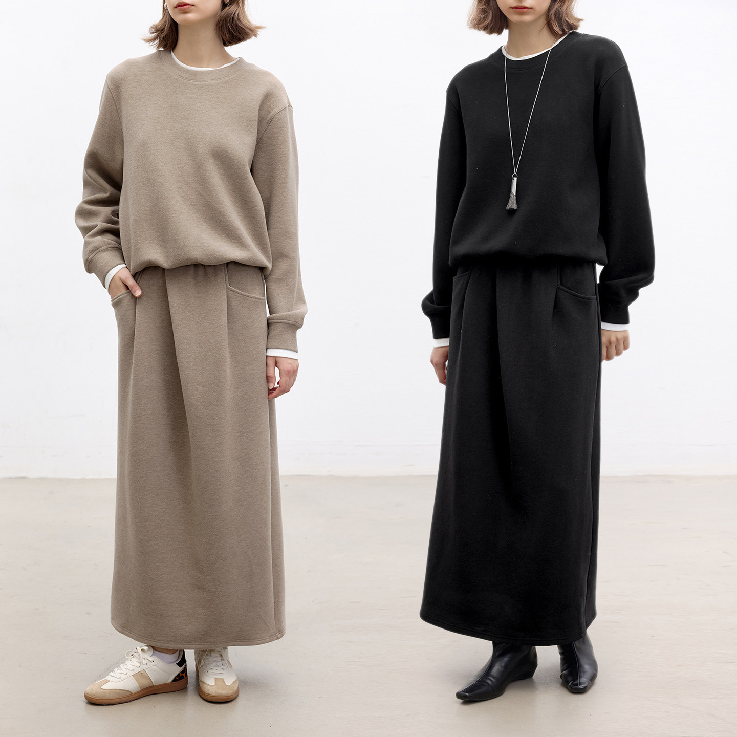 Dotdrobe多着 空气层羊毛混纺糯弹面料 假两件卫衣+卫裙女秋冬,淘宝优惠券,粉丝福利购,淘宝优惠卷