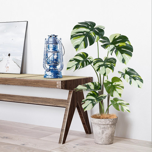 北欧仿真绿植假树植物盆栽白锦龟背竹室内家居客厅落地装饰摆件 - 图1