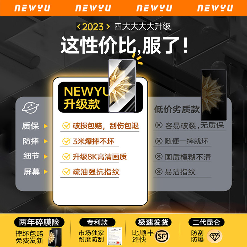 适用荣耀MagicV2手机膜华为MagicVS2外屏钢化膜VS折叠屏至臻保护honor新款防窥前migacv水凝软后背V魔术贴v2 - 图1