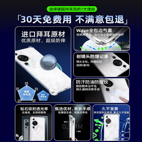 适用华为p60Pro手机壳透明p60Art气囊防摔60保护套Pura70硅胶镜头全包ultra新款p80高级女生简约男士超薄软壳 - 图3