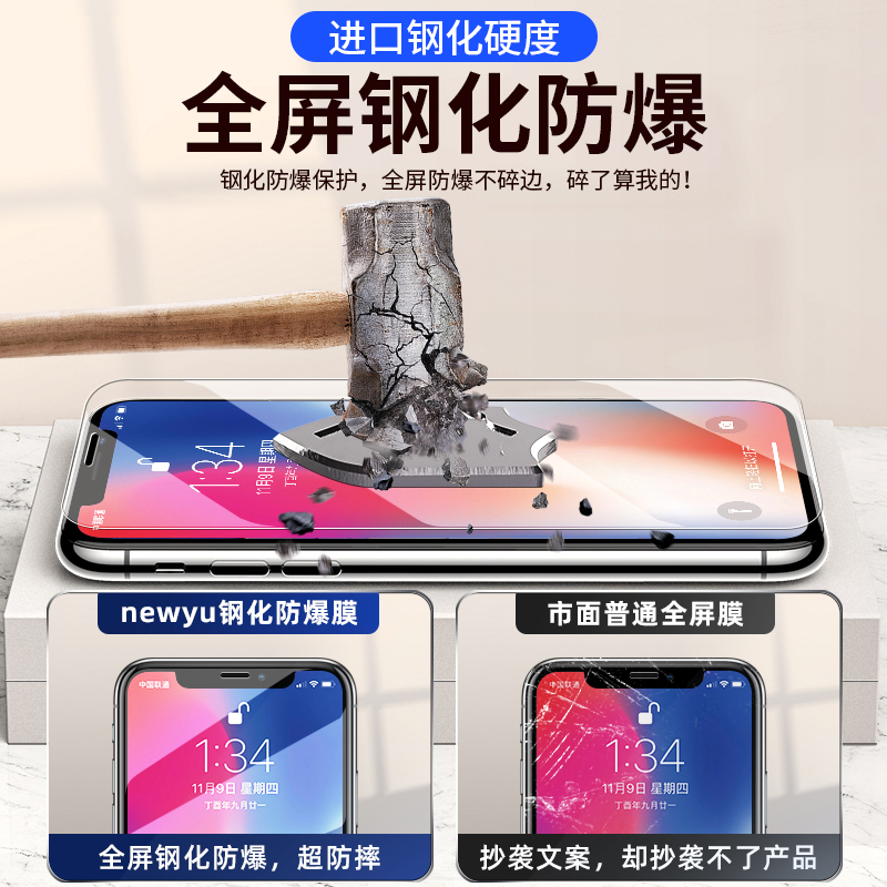 适用iPhoneX钢化膜苹果14Pro全屏12新款13XR无尘仓11ProMax7ip15手机iPhoneXs高清SE2防窥膜3防偷窥6plus8贴X-图2