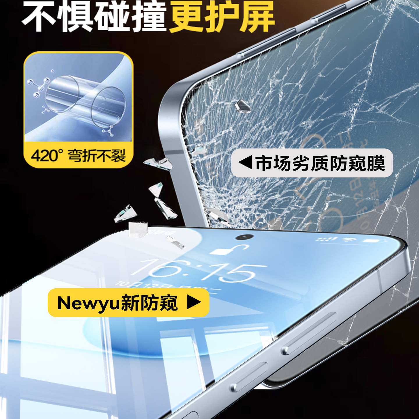 [新款AR防窥水凝]Newyu适用荣耀500手机膜500Pro防窥荣耀400保护膜300隐私200全覆盖100防指纹90曲面ultra软,淘宝优惠券,粉丝福利购,淘宝优惠卷